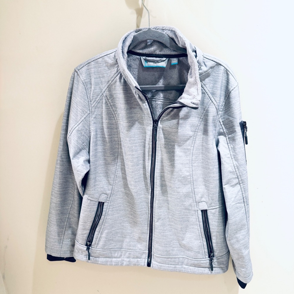 Free Country Softshell Jacket‎ Full Zip Lightweight Gray XL
